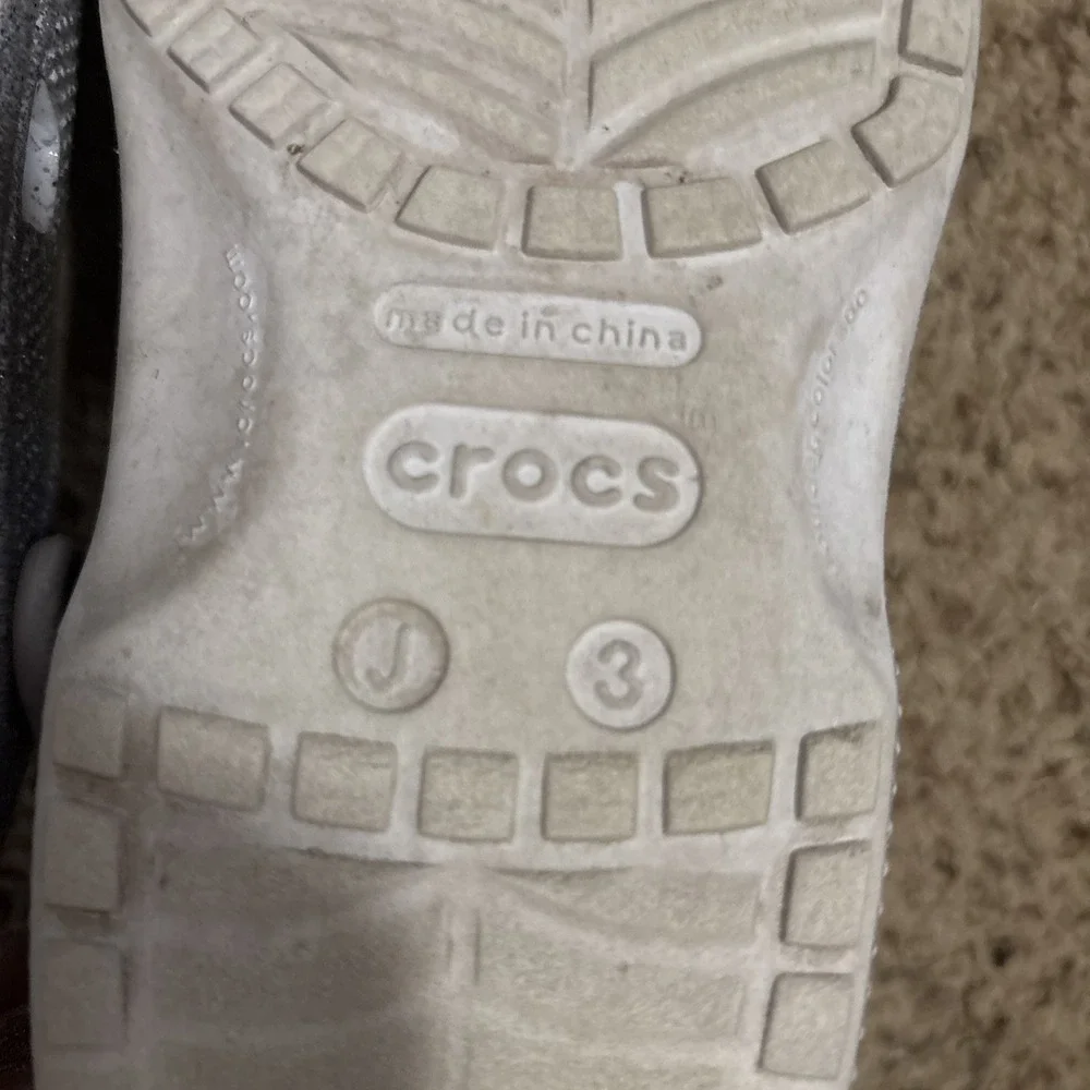 Crocs Clogs Slip On Shoes Purple Lavender Youth 3 Kids Girls Sandals Sparkles